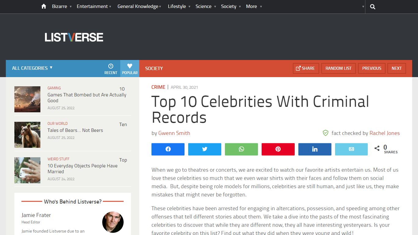 Top 10 Celebrities With Criminal Records - Listverse